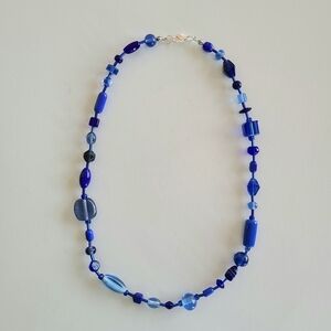 Blue Glass Beaded Necklace